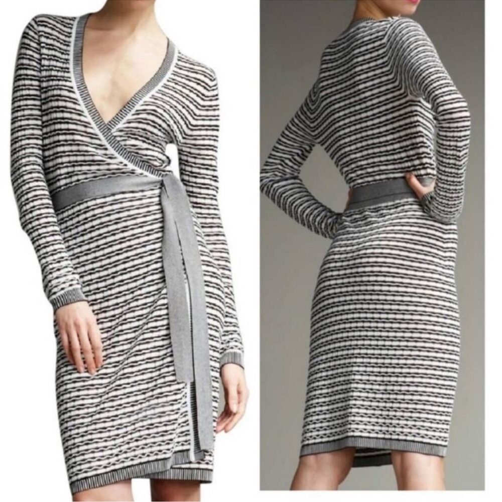 Diane Von Furstenberg Striped Wrap Dress Size Medium